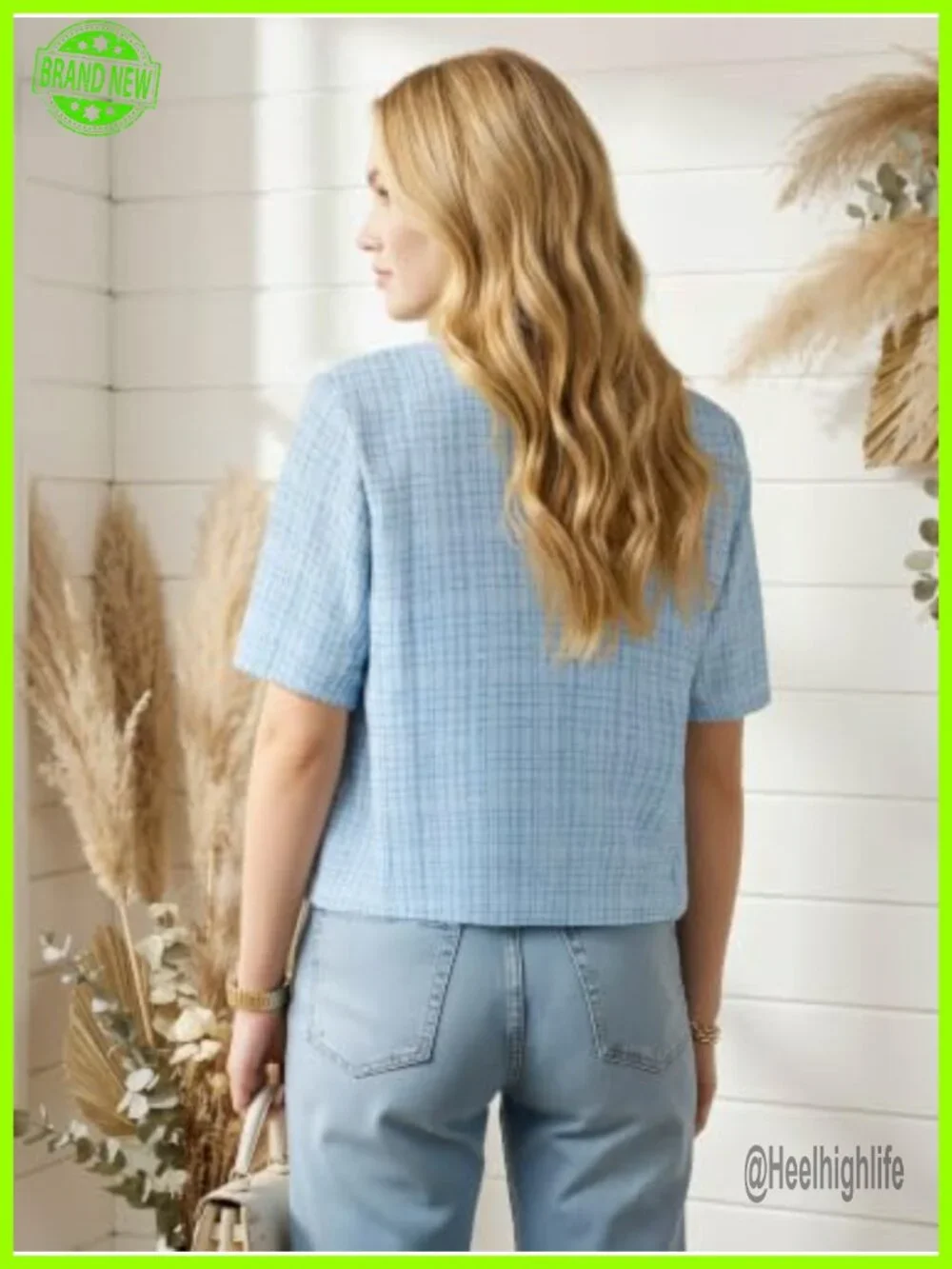 Tweed Suit Blazer Jacket Fully Lined Short Sleeve Business Casual Work Office